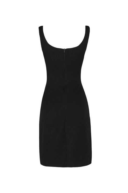 Square Collar Cut Out Black Mini Dress