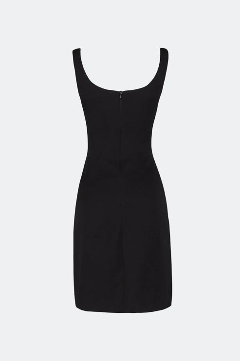 Square Collar Cut Out Black Mini Dress