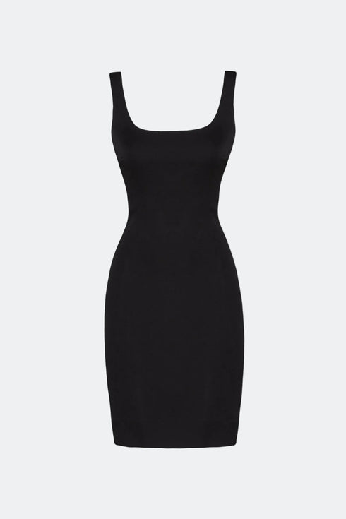 Square Collar Cut Out Black Mini Dress