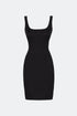 Square Collar Cut Out Black Mini Dress