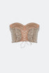 Silver-Camel Sequin Bra Form Crop Top