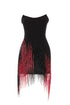 SHINY FRINGE STRAPLESS NIGHT DRESS