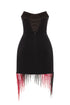 SHINY FRINGE STRAPLESS NIGHT DRESS