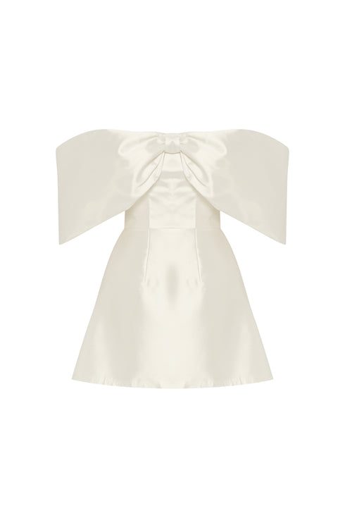 BOW TIE SLEEVE DETAILED MINI DRESS