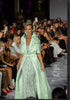 Hand-Embellished Mint Evening Gown with Glow-in-the-Dark Couture Cape