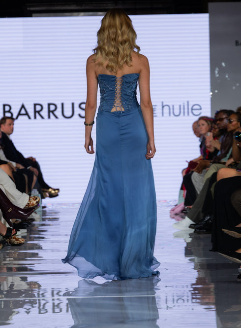 Strapless Embellished Chiffon Evening Gown