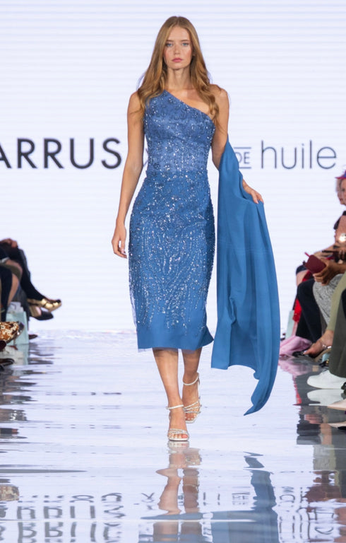 Two-Piece One-Shoulder Embellished Cocktail Set