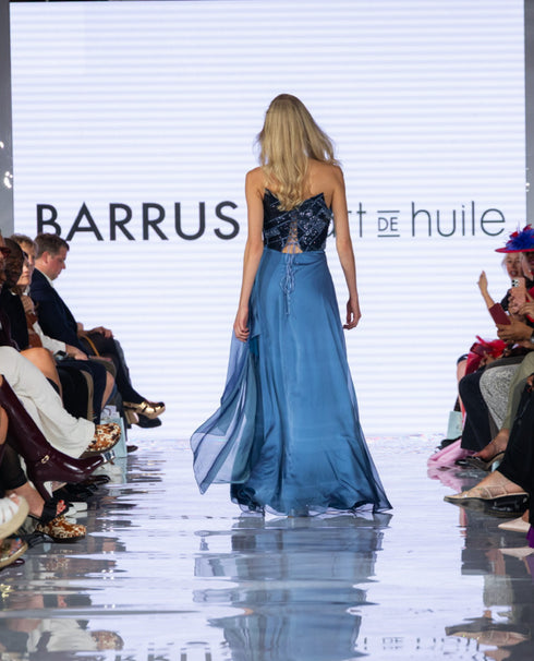 Bosphorus Blue Strapless Chiffon Gown