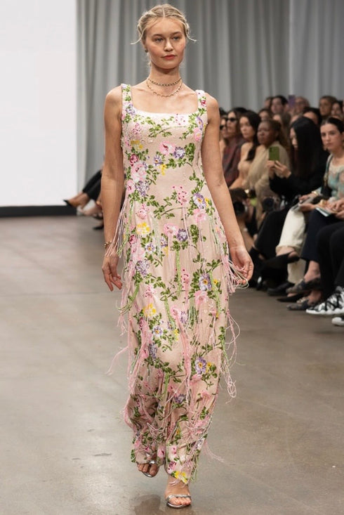 Blush Garden Fringe Gown