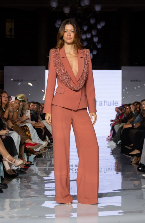 Embellished Terracotta Power Suit