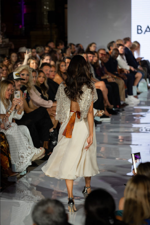 Embellished Blouse & Silk Midi Skirt Set