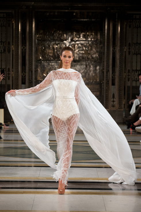 Dress With Inlaid Cape Detail