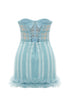 LIGHT BLUE TULLE DETAILED MINI DRESS
