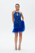 TULLE DETAILED COBALT MINI DRESS