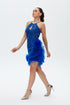 TULLE DETAILED COBALT MINI DRESS