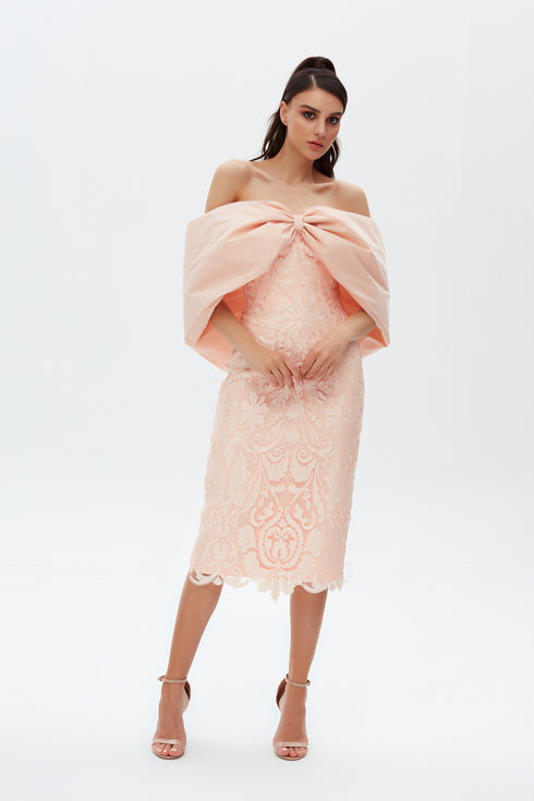 PUFF SHOULDER SYMMETRIC DRESS