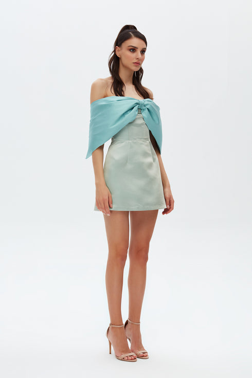 SLEEVE DETAILED BICOLOR MINI DRESS