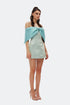 Sleeve Detailed Bicolor Mini Dress