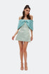 Sleeve Detailed Bicolor Mini Dress