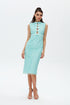 TIFFANY BLUE BOW TIE DETAILED PENCIL DRESS