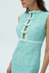 TIFFANY BLUE BOW TIE DETAILED PENCIL DRESS