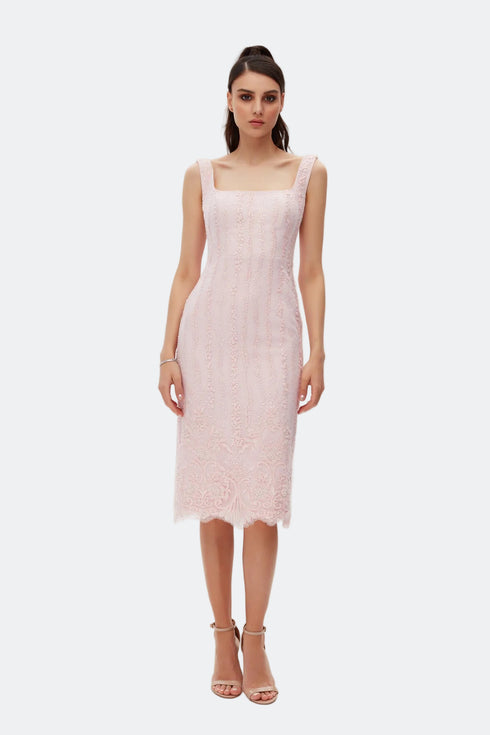 Elegant Lace Pencil Midi Dress