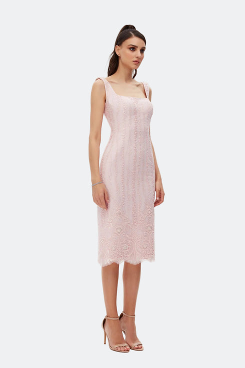 Elegant Lace Pencil Midi Dress