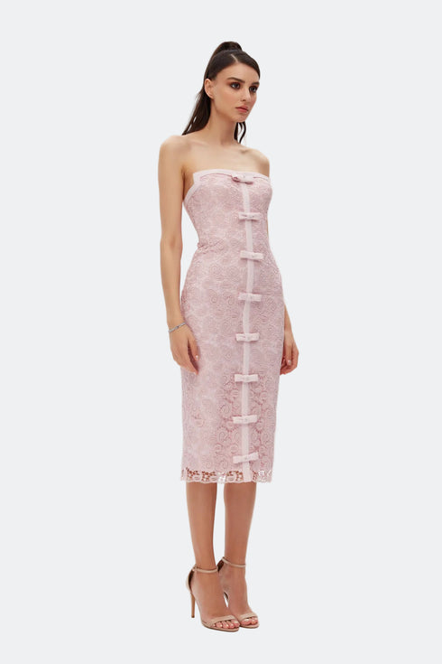 Light Pink Bow Tie Detailed Pencil Dress