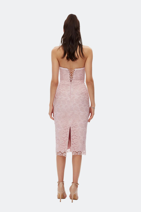 Light Pink Bow Tie Detailed Pencil Dress