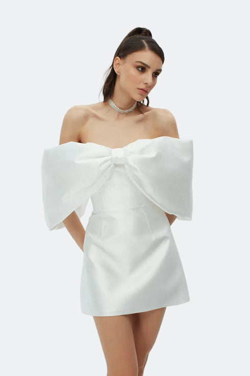 Bow Tie Sleeve Detailed Mini Dress