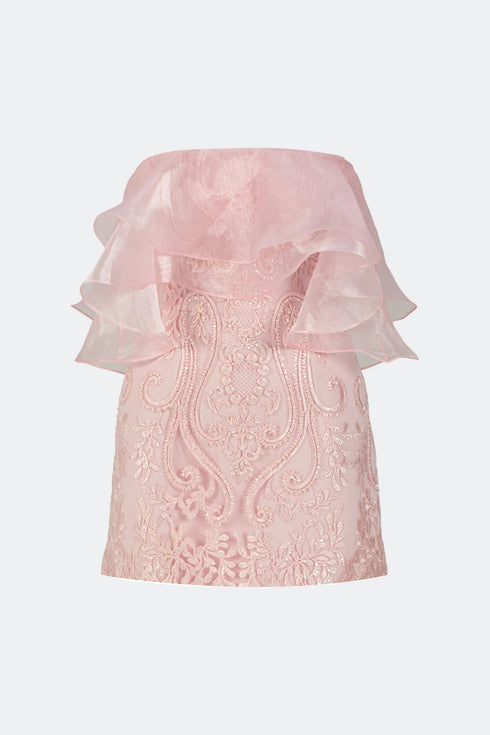 Flounce Detailed Lace Mini Dress