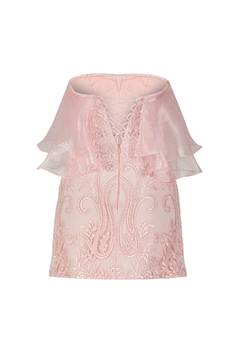 FLOUNCE DETAILED LACE MINI DRESS