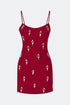 Stone Embroidered Straps Mini Dress