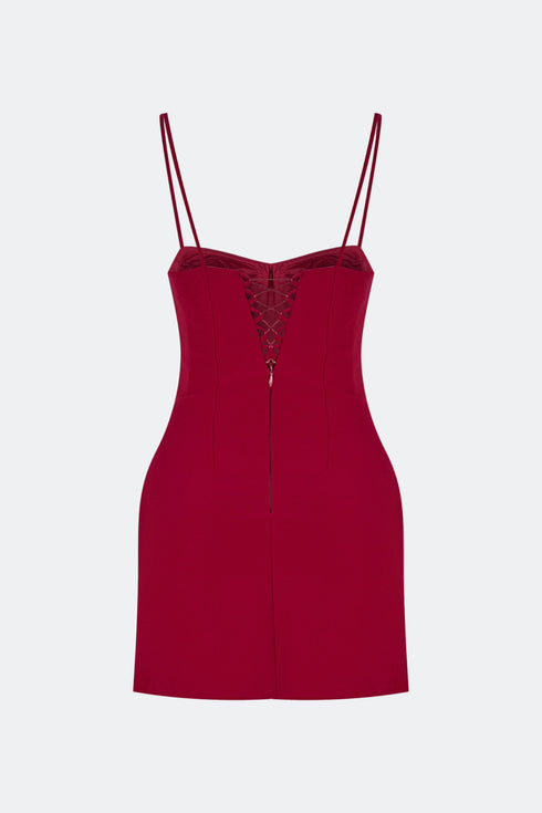 Stone Embroidered Straps Mini Dress