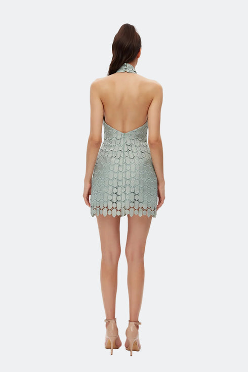 Leaf Halter Neck Mini Dress
