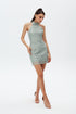 LEAF HALTER NECK MINI DRESS