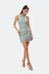 Leaf Halter Neck Mini Dress
