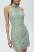 LEAF HALTER NECK MINI DRESS