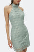 Leaf Halter Neck Mini Dress