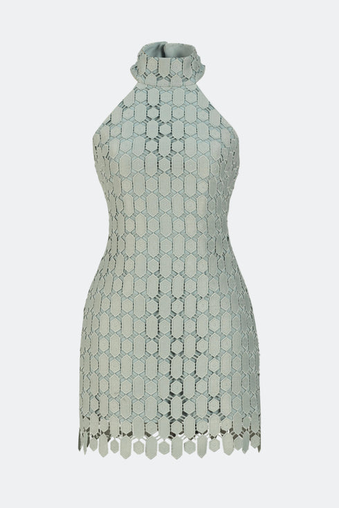 Leaf Halter Neck Mini Dress