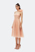 Mery Pleat Tulle Flower Detailed Midi Dress