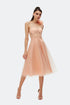 Mery Pleat Tulle Flower Detailed Midi Dress