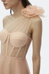 Mery Pleat Tulle Flower Detailed Midi Dress