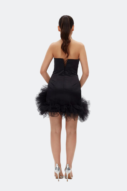 Puff Skirt Detailed Mini Dress