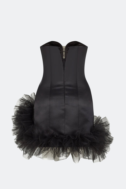 Puff Skirt Detailed Mini Dress