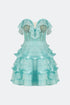 Shiny Frill Detailed Lace Mini Dress