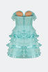 Shiny Frill Detailed Lace Mini Dress