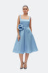 Light Sky Blue Floral Detailed Midi Dress