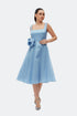Light Sky Blue Floral Detailed Midi Dress