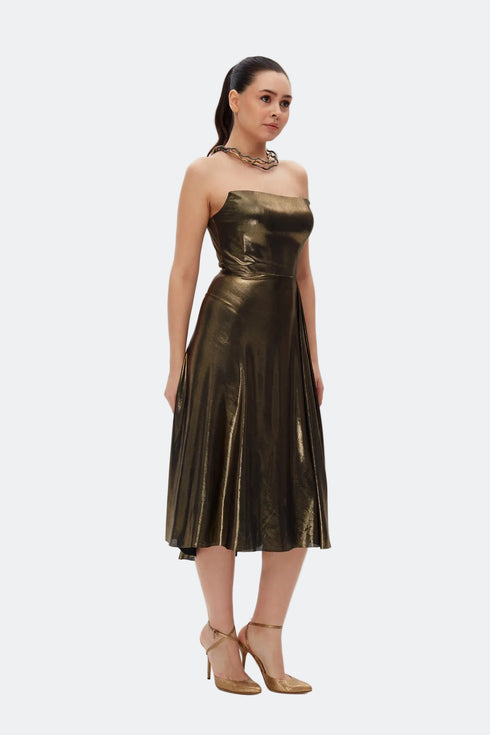 Strapless Square Neck Midi Dress